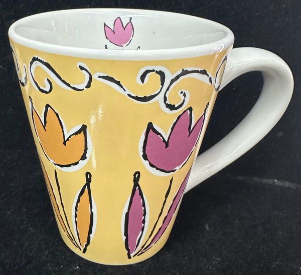 *Floral Yellow Coffee Mug, 16oz - Mom Gifts