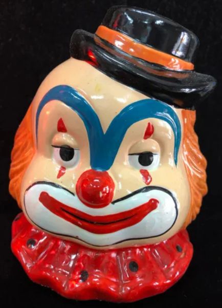 *Vintage Clown Piggy Bank, Hand Painted, Ceramic