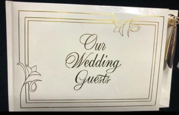 *Our Wedding Guests Sign-in Book, Pen Holder- Hardcover - Keepsake, 8x6in