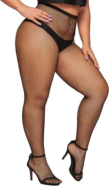 *Plus Size Black Fishnet Stockings Costume Accessory, Pantyhose - Halloween