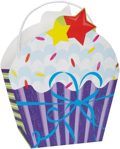 *Medium Cupcake-Shaped Birthday Gift Bag, 11x9in