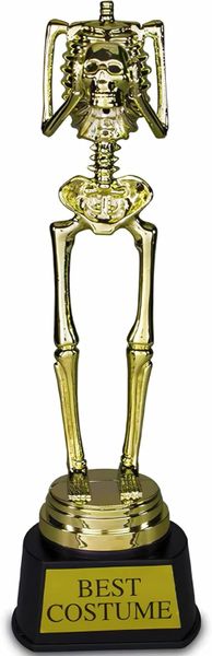 *Best Halloween Costume Skeleton Trophy - Gold Oscar Style Gold Statue Award, 10in