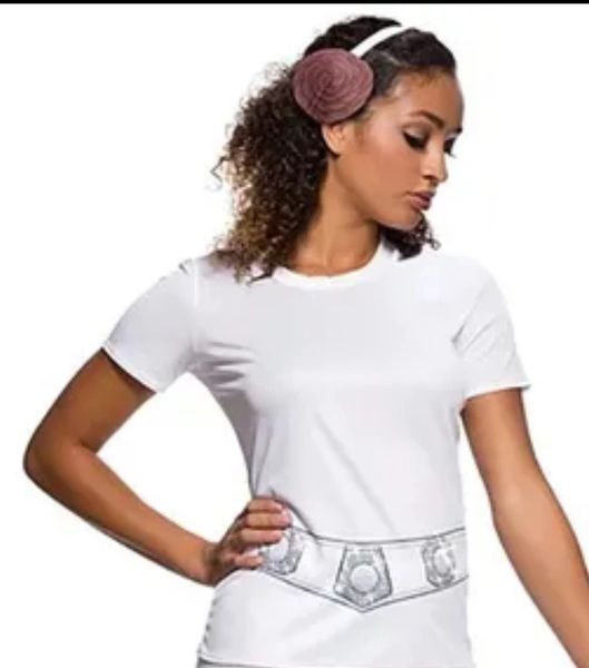 *Star Wars Princess Leia Rhinestone White T-Shirt, Women's Small - After Halloween Sale Costumes