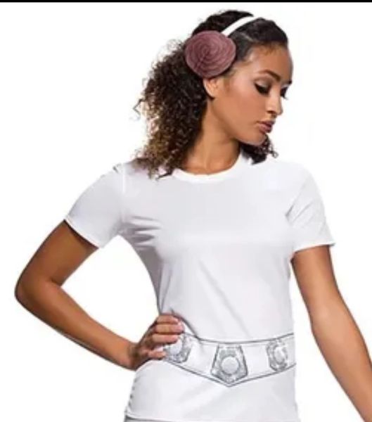 *Star Wars Princess Leia Rhinestone White T-Shirt, Women's Small - Halloween Sale