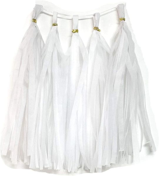 *White Tissue Paper Tassel Garland Decoration, 9ft - Wedding - Bridal