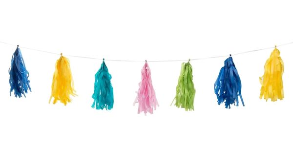 *Multicolor Tissue Paper Tassel Garland Decoration, 9ft