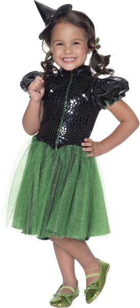 *Wicked Witch of the West Black Sequin Green Dress Costume, Girl's Medium 8-10 - Wizard of Oz - After Halloween Sale