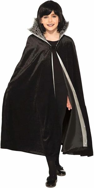 *Deluxe Black Vampire Cape, Cloak Costume Accessory, Kids - Dracula - Halloween