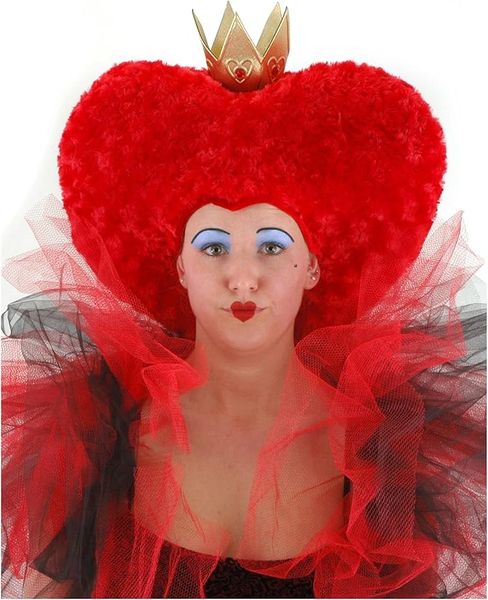 *Alice in Wonderland Queen of Hearts Wig with Attached Crown - Halloween