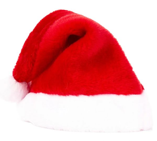 *Plush Velour Santa Hat with Fur Trim, XL - Christmas Holiday Novelty Gifts
