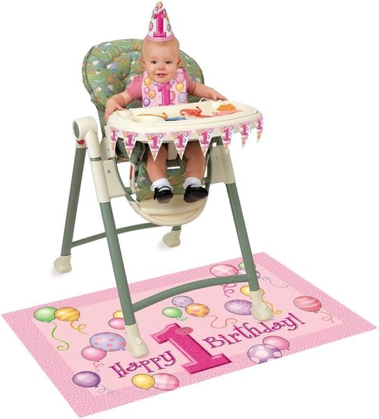 *Girls 1st Birthday High Chair Decoration Kit, - First Birthday Hat