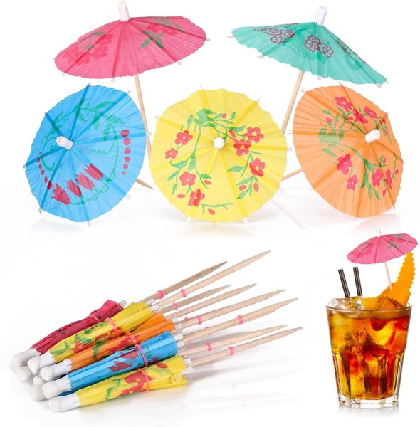 *Assorted Color Parasol Drink Toothpicks, 4in - 10ct - Luau Party Decorations & Appetizers - Cocktail Garnishes