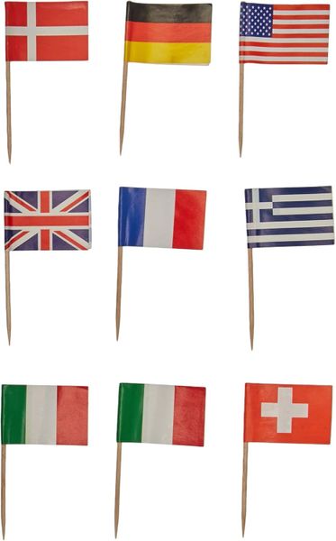 *Assorted International Flag Toothpicks, 50ct