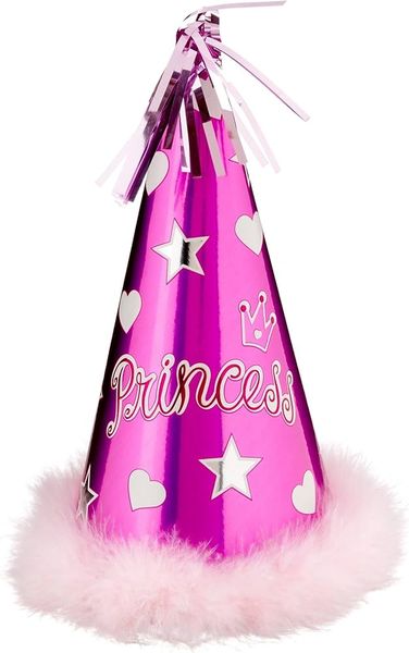 *Purple Princess Hat with Marabou Feathers - Girl's Birthday Cone Hat