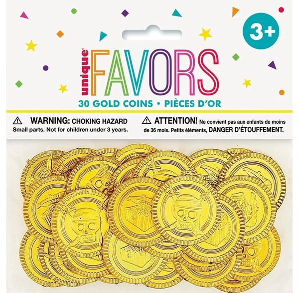 *Gold Coins Toy Party Favors, 30ct - Buried Treasure - Pirate Booty