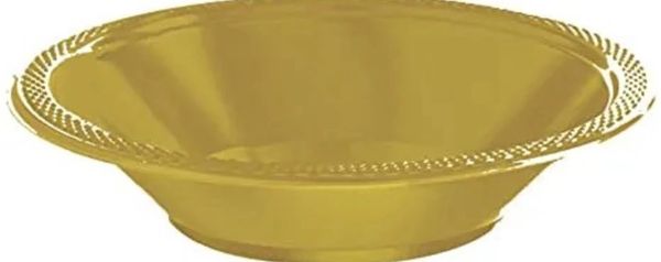 Gold Plastic Snack Bowls, 12oz, 7x7in - 20pcs