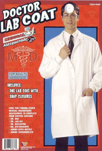 *White Lab Coat Costume, Unisex - Doctor, Scientist - Medical - Halloween