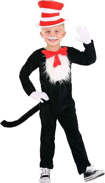 *Deluxe Toddler Dr Seuss Costumes, Furry Cat in the Hat Costume, 4T - Halloween