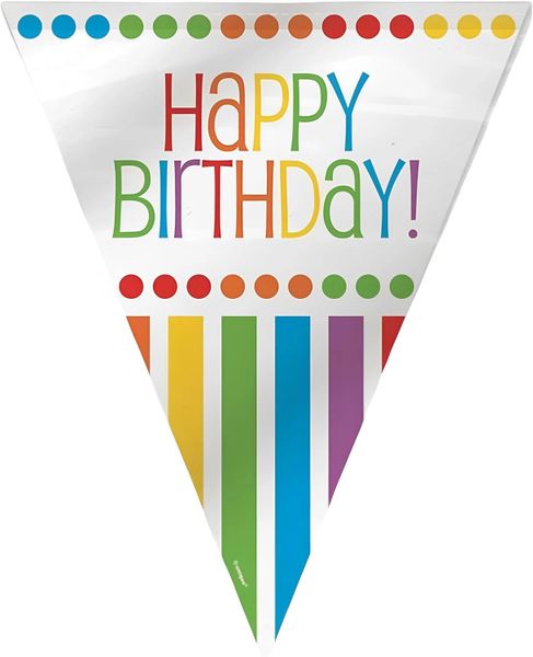 Happy Birthday Pennant Flag Banner Decorations, 12ft - Indoor/Outdoor