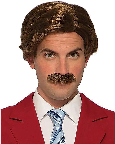 *Ron Burgundy Wig and Moustache (Mustache), Men's - After Halloween Sale - Costumes