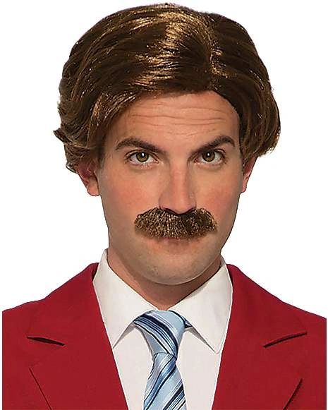 *Ron Burgundy Wig and Moustache (Mustache) Costume Accessory, Men's - Halloween