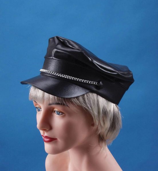 *Black Biker Cap with Chain, Punk Rock - After Halloween Sale