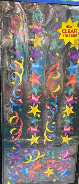 *Colorful Sticker Boarders, 2pks - Stars - Streamers - Acid Free