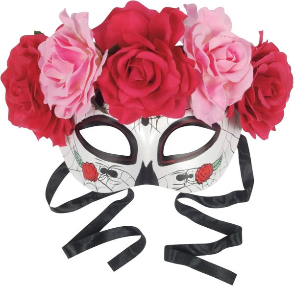 *Day of the Dead Eye Mask with Roses - Halloween