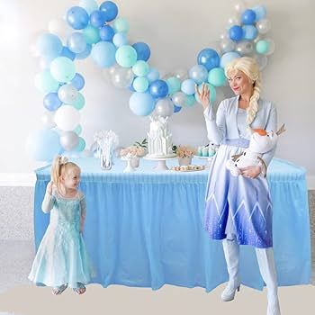 *Light Blue Ruffle Table Skirt - 29in x 14ft - First Birthday - Baby Shower - Christening