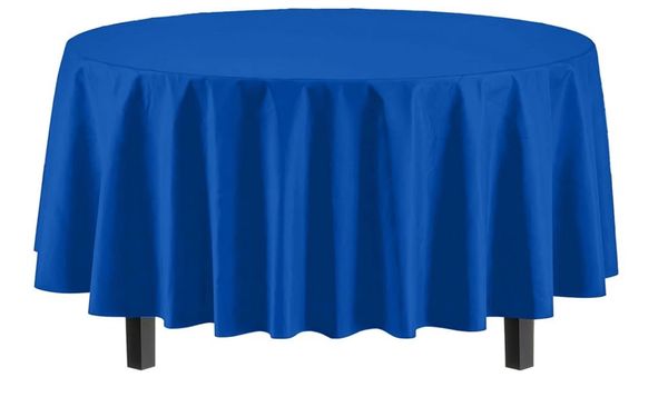 Solid Royal Blue Round Plastic Table Covers - 84in