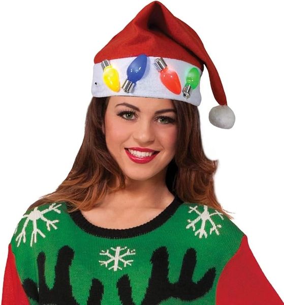 *Flashing Lights Santa Hat, Size XL - Christmas Holiday Party Novelty - SantaCon