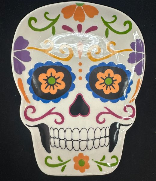 Day of the Dead Ceramic Skull Decorative Male Plaque, 7in - Halloween Novelty Gifts