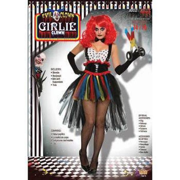 *Evil Girlie Clown Tutu Skirt Twisted Circus Costume, Women's - Halloween