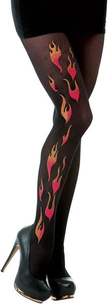 *Fire & Flame Black Tights Costume Accessory, Women's - Pantyhose, Stockings - Hosiery - Halloween