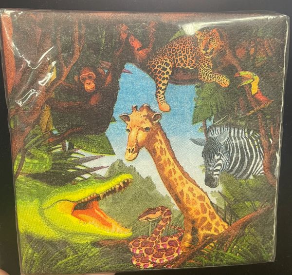 *Jungle Safari Party Beverage/cocktail Napkins, 16ct - Giraffe - Alligator - Leopard - Animal Kingdom