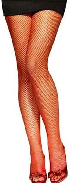 *Red Fishnet Tights Costume Accessory, Women's Stockings, Pantyhose - Devil - Halloween