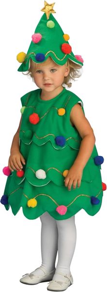 *Cute Lil Christmas Tree Dress, Girls Small & Toddler - Halloween Costumes
