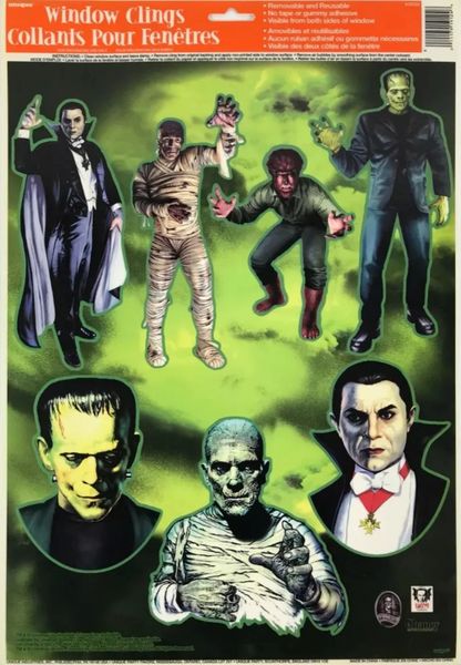 *Vintage Universal Studios Monsters Window Clings Decoration - Halloween - 90's