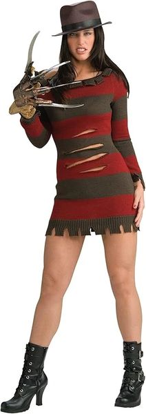 *Deluxe Nightmare on Elm Street Miss Freddy Krueger Sweater Dress Costume, Women's Small - Halloween