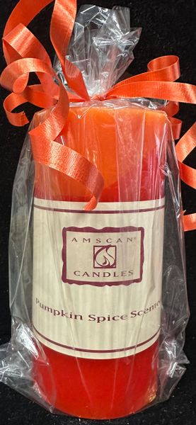 *Pumpkin Spice Scented Orange Pillar Candle, 6 x 3in - Thanksgiving - Halloween - Fall