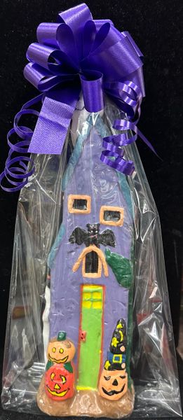 *Colorful Spooky Halloween House Candle, 10in Tall, Ready For Trick or Treaters - Novelty Gifts