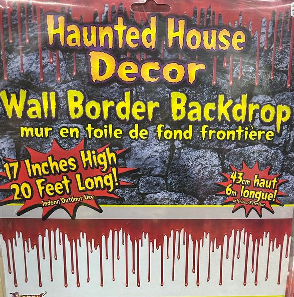 *Haunted House Dripping Blood Border Wall Trim, 20ft, Horror Halloween Decorations