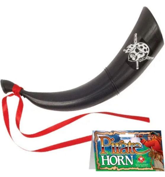 *Black Pirate Horn, Red Ribbon - Pirate Costume Accessory - Halloween