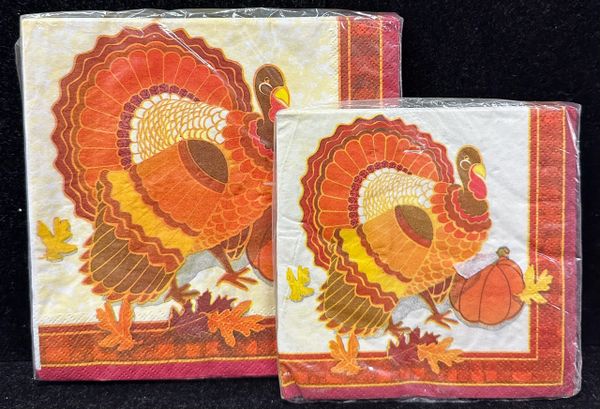 Thanksgiving Turkey Time Party Napkins, 16 Napkins