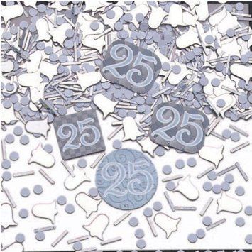 *Silver 25th Wedding Anniversary Table Confetti Sprinkle Decoration
