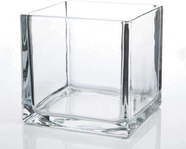 Clear Glass Cube Vase - Square