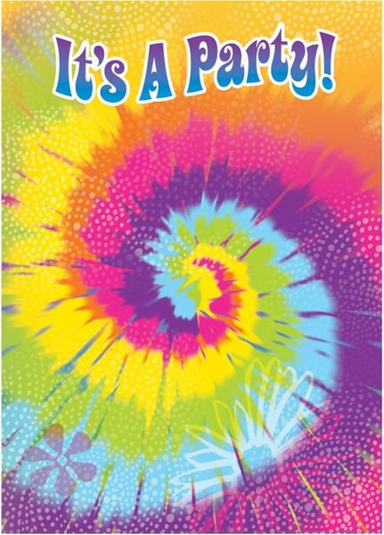 *Hippie Tie Dye 80s Swirl Party Invitations, 8ct - Packaged - Tye Dye Swirl