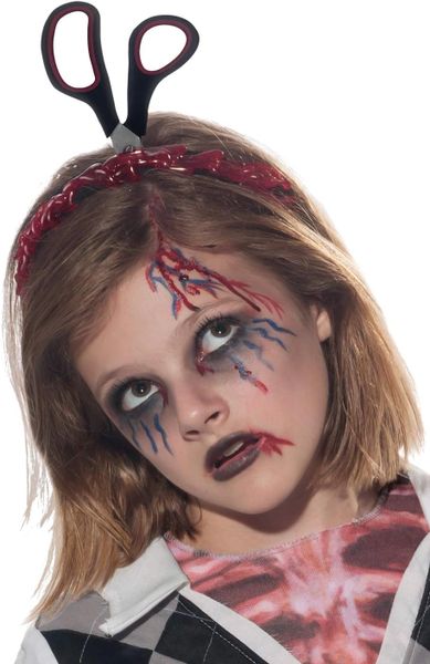 Headband with Scissors Costume Accessory, Girl's - Halloween Horror - Bloody