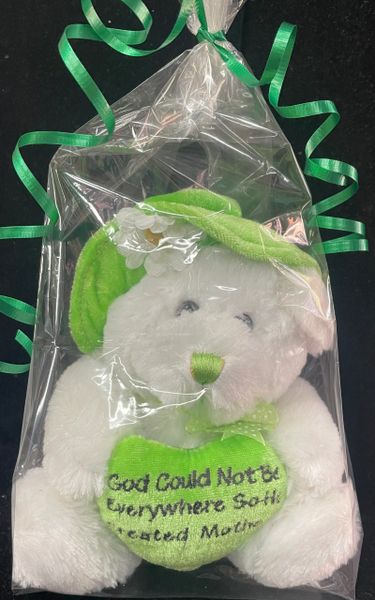 White Teddy Bear Plush, Heart Pillow, 7in - Saying: God could not be everywhere, so He created Mothers - Mom Gifts - Mother’s Day