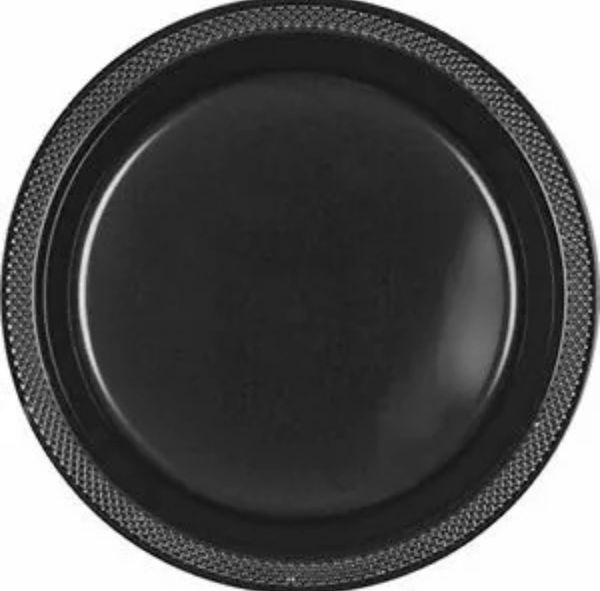 *Solid Black Plastic Cake Plates, 7in - 20ct - Halloween